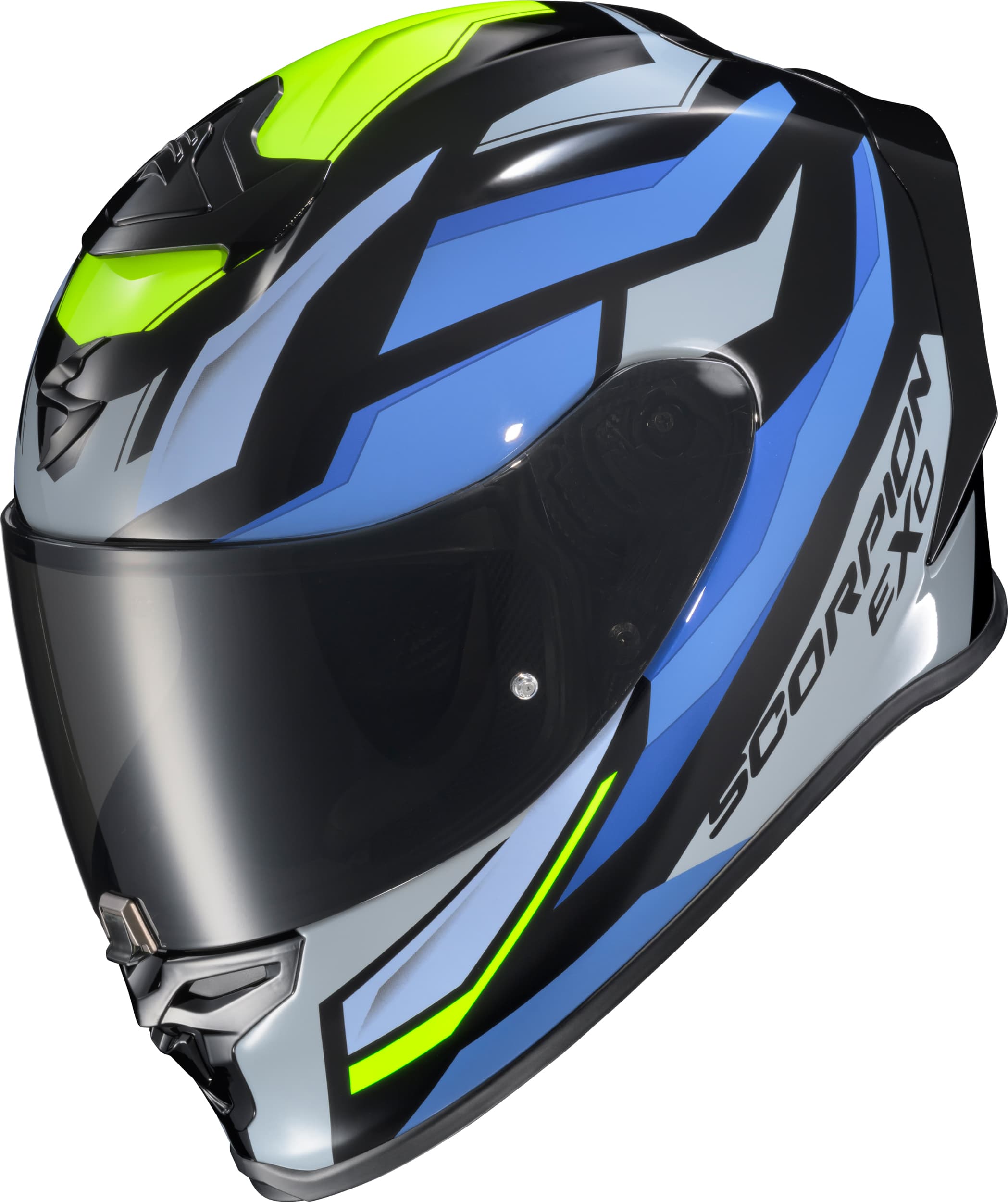 EXO-R1 AIR FULL FACE HELMET RAVEN BLACK/BLUE/HI VIZ LG