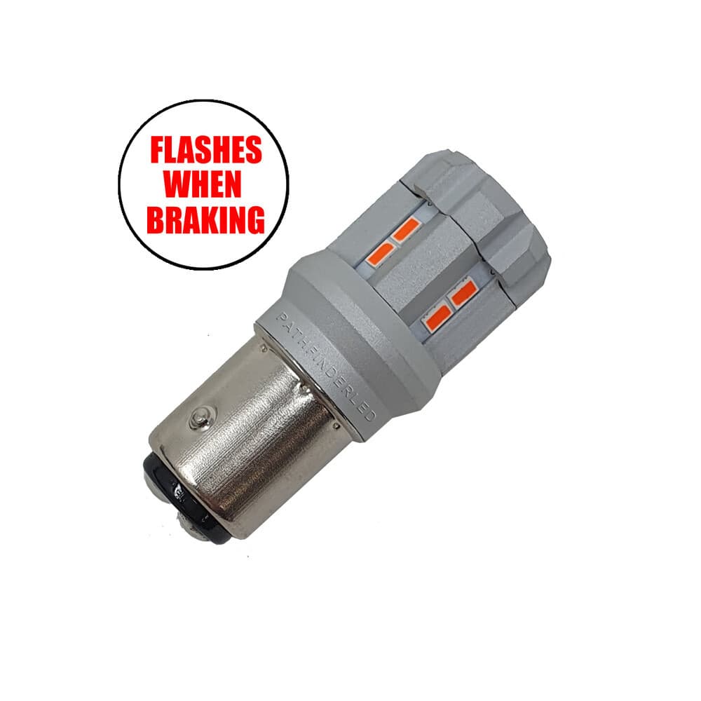 Pathfinder 1157 Ultra Flash LED Bulb Each Flashes 4X When Braking