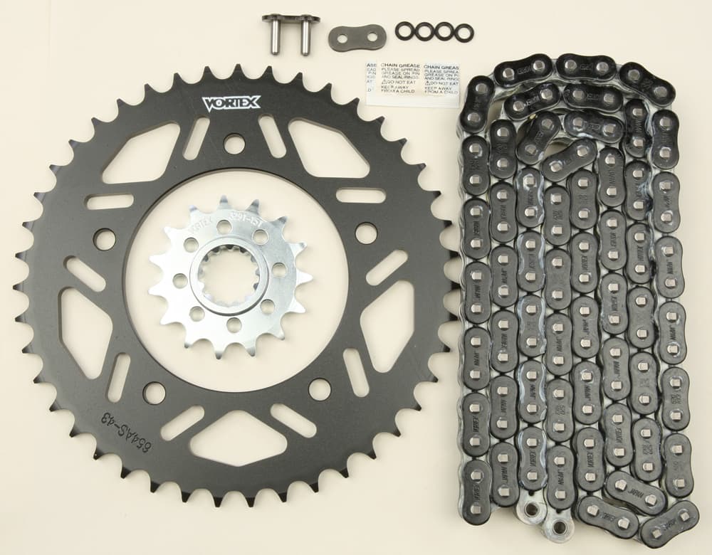 Vortex Sprocket/Chain Kit Stl/Stl 15/43T Sil RX3 520-114L Black