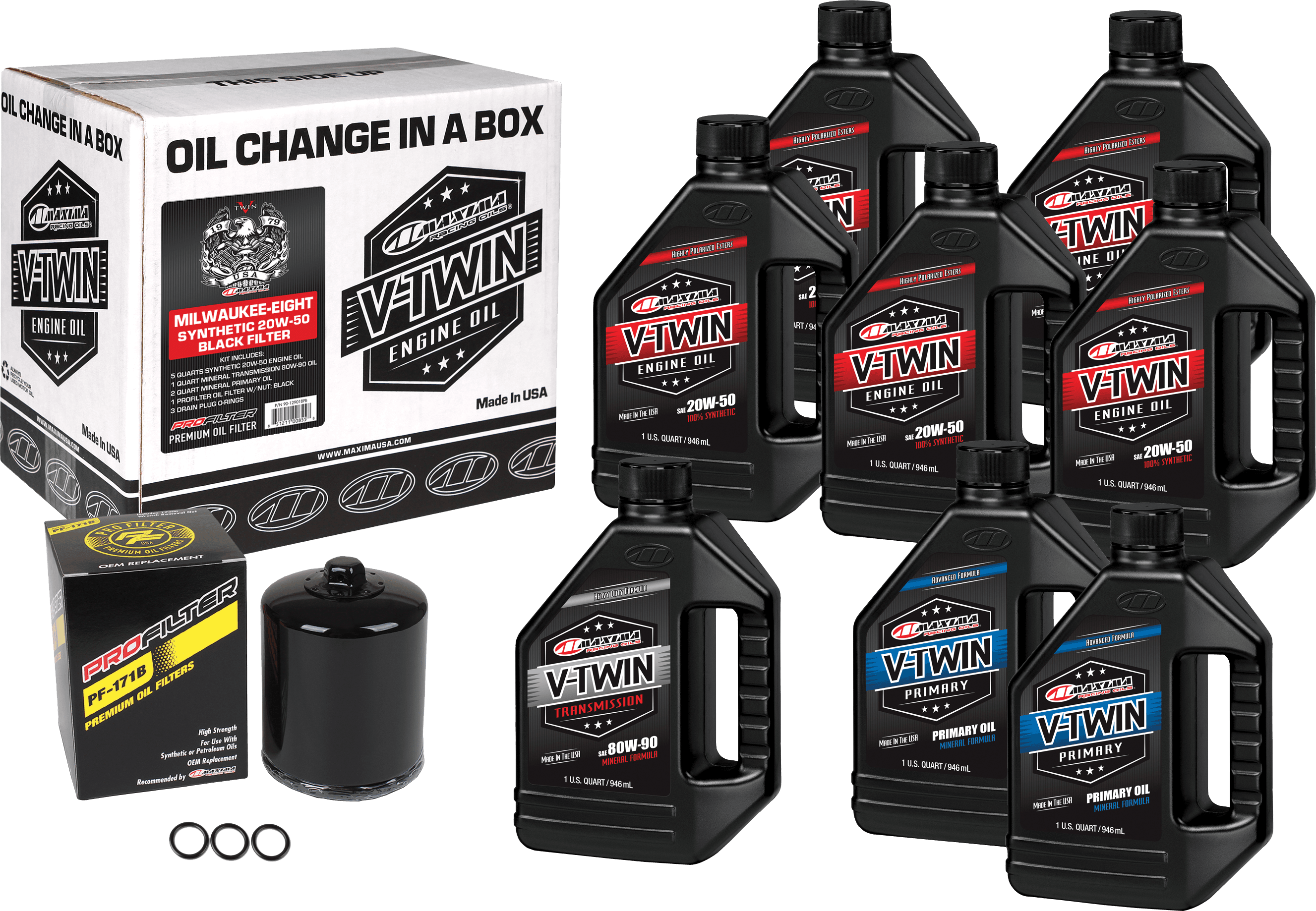 V-TWIN SYN OIL CHANGE KIT M8 BLACK FILTER