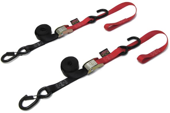 Powertye Tie-Down Cam Sec Hook Soft-Tye 1"X6' Black/Red Pair