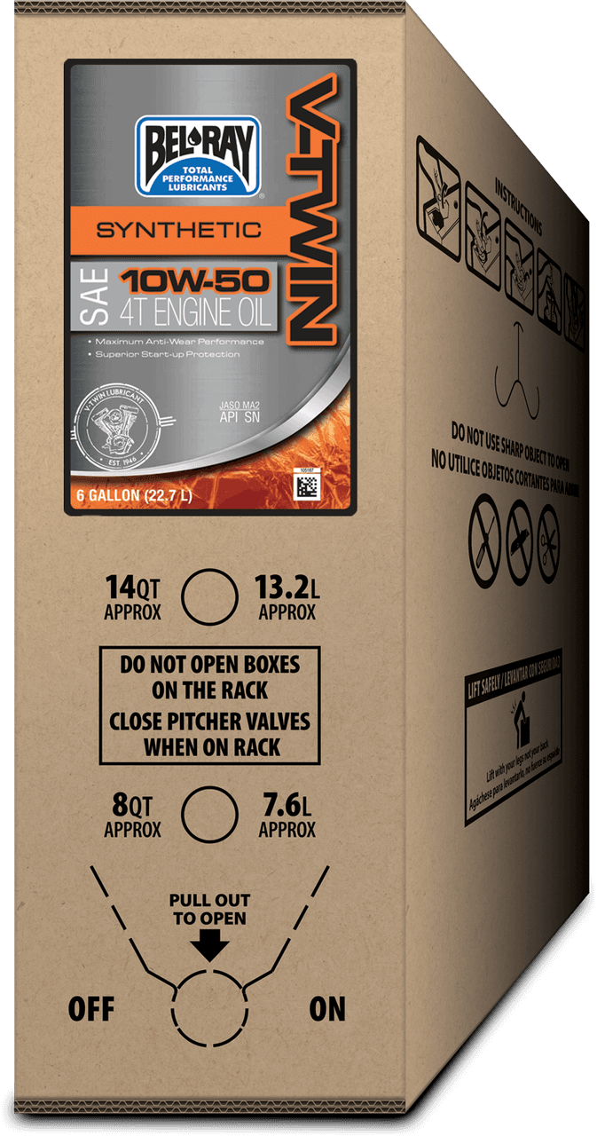 Bel-Ray V-Twin Full Syn Engine Oil 4T 10W50 6GAL Bib