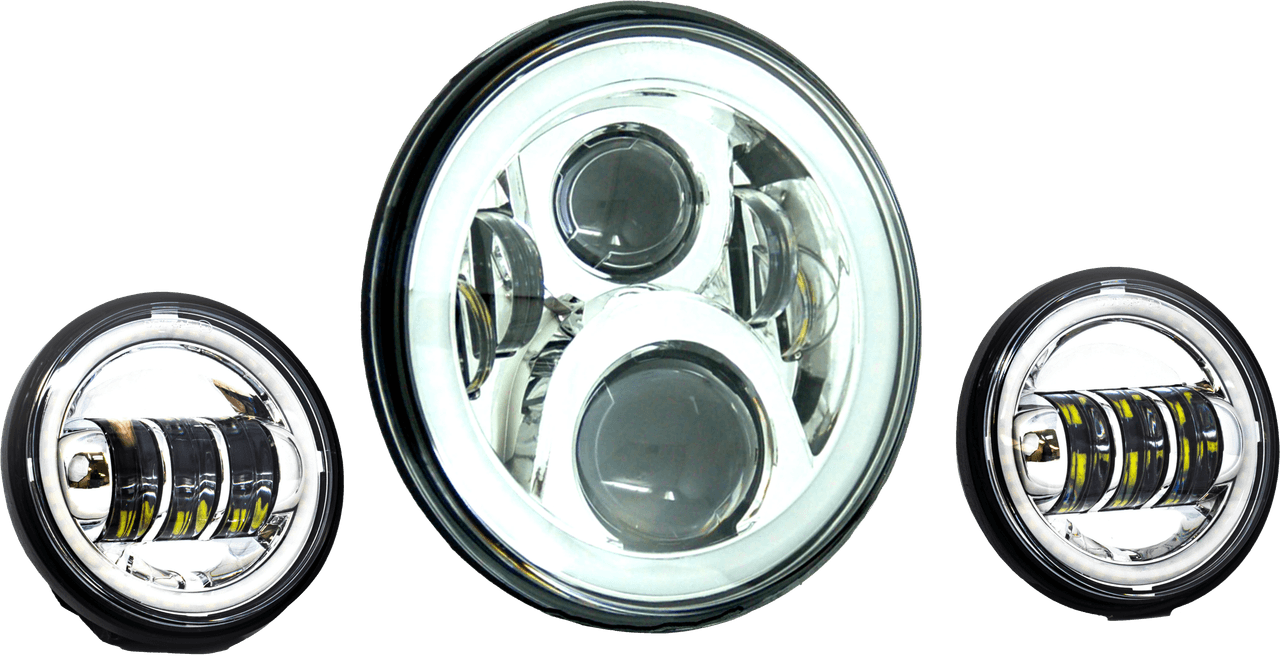 7" LED HDLGT W/ PASS CHR HALO INDIAN