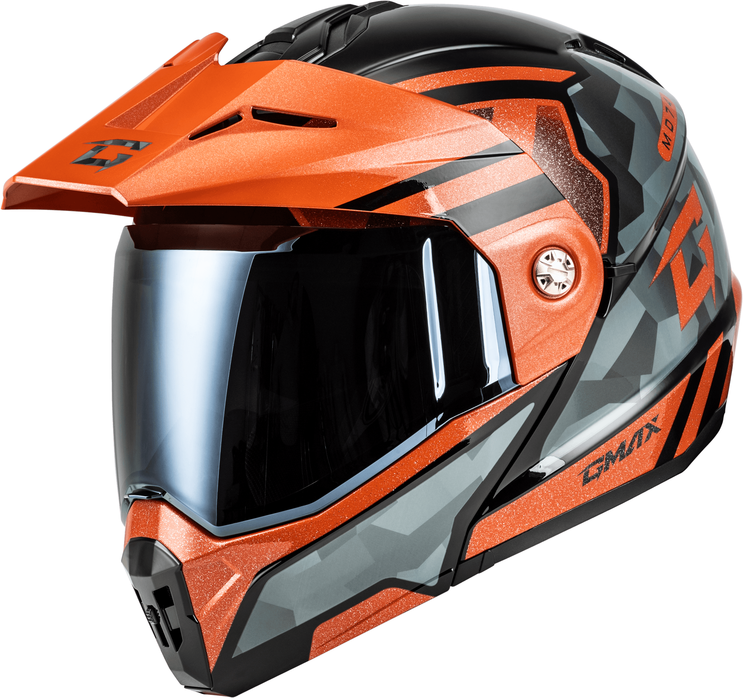MD-74 STRIKER MODULAR HELMET W SMK SHIELD BLK/GRY/OR MTLC LG