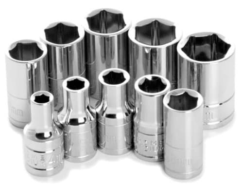 Performance Tool 10 Pc 1/4" Met Socket Set Shallow