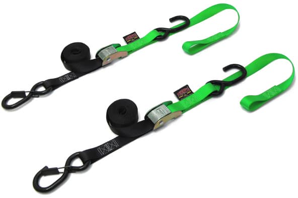 Powertye Tie-Down Cam Sec Hook Soft-Tye 1"X6' Black/Green Pair