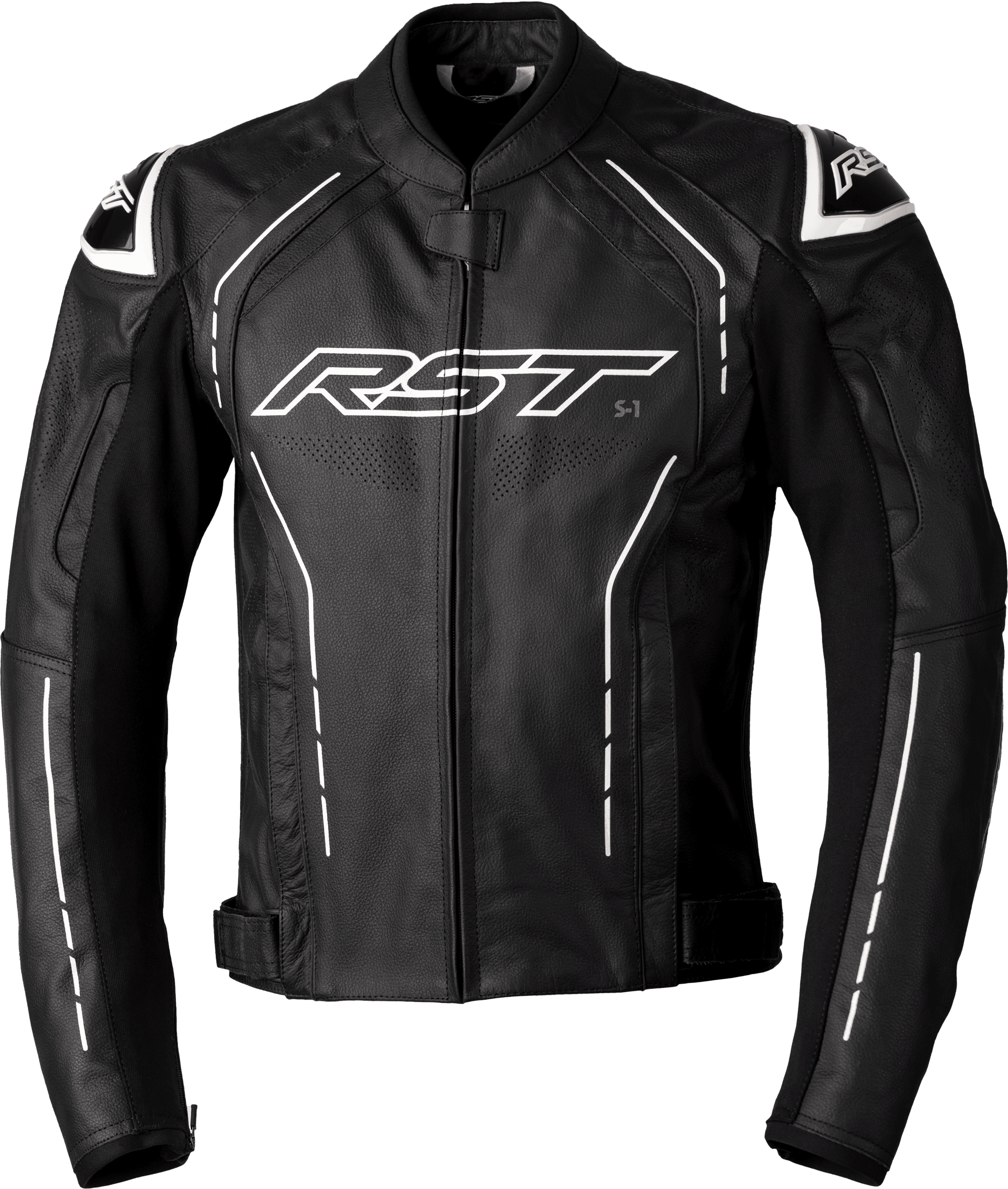 S1 CE JACKET BLACK/BLACK/WHITE LEATHER XL