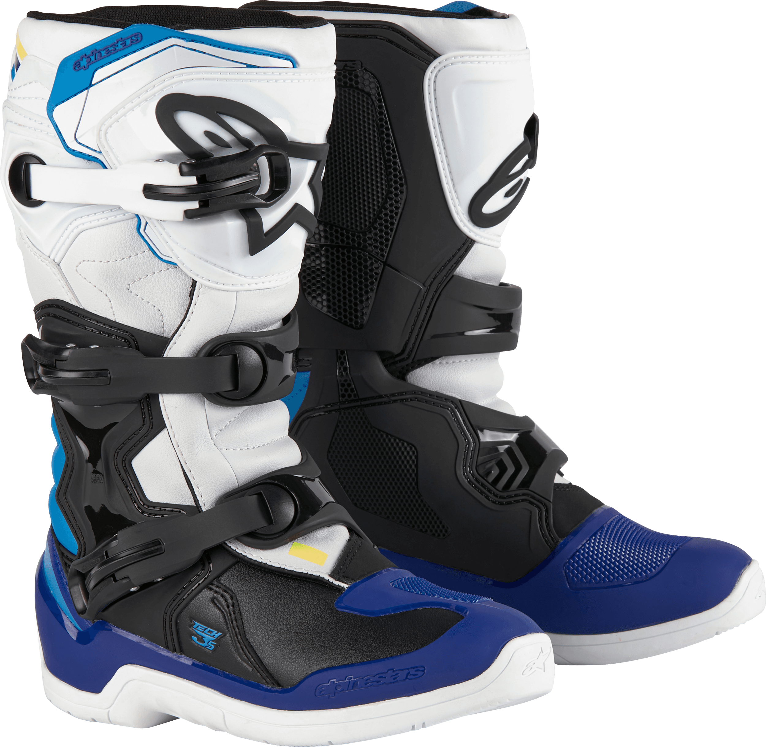 TECH 3S YOUTH BOOTS WHT/BLK/ENAMEL BLUE SZ 7
