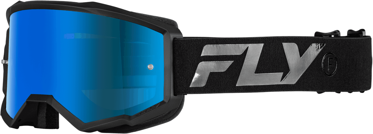 Fly Racing Zone Goggle Black/Black W/ Sky Blue Mirror/Smoke Lens