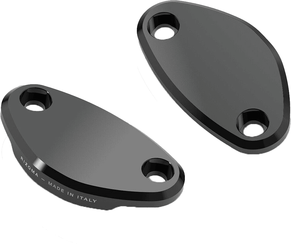 MIRROR BLOCK OFF PLATES PAIR BLACK KAW
