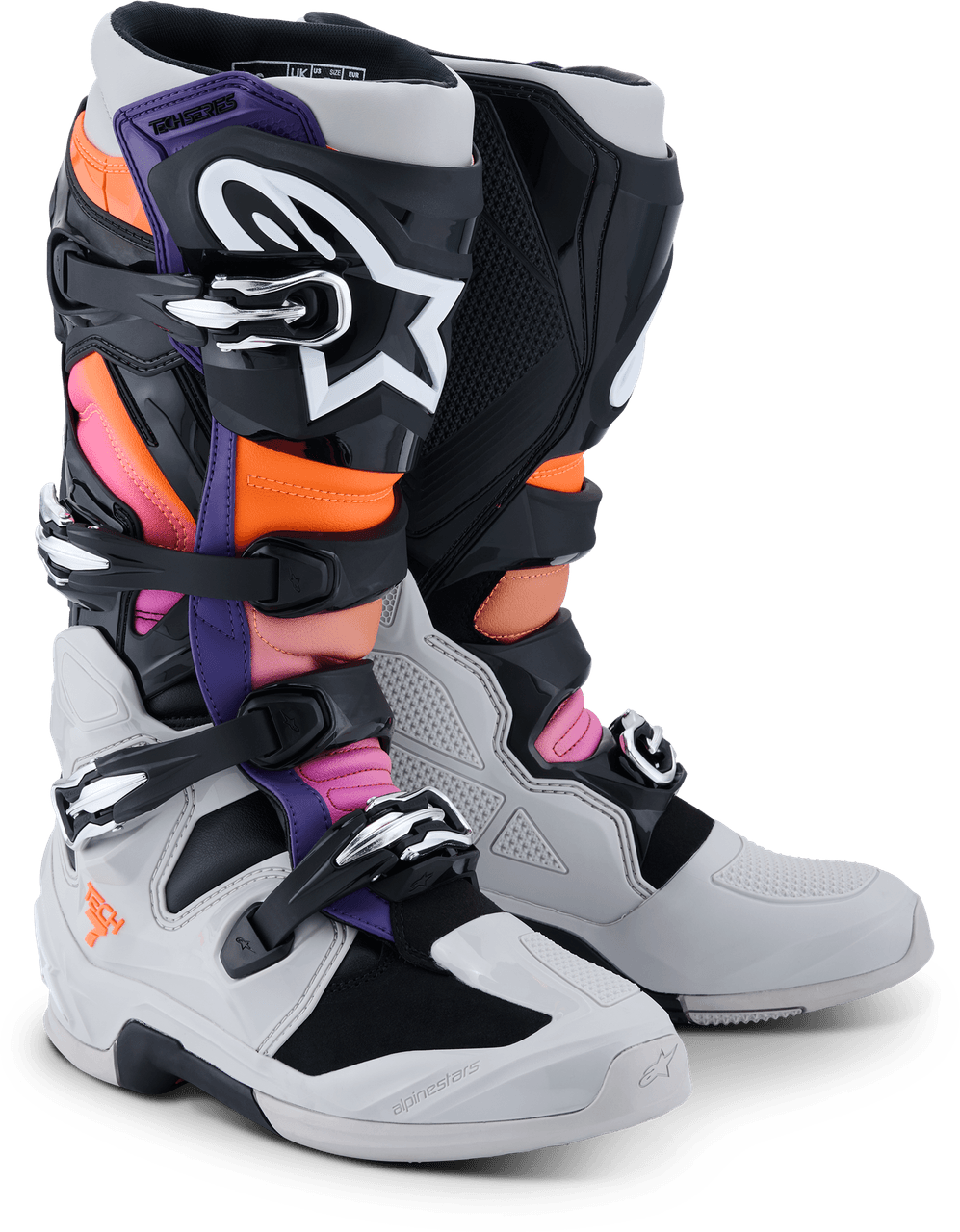 Alpinestars Tech 7 Black/Lght Grey/Orng Fl/Magnta 10