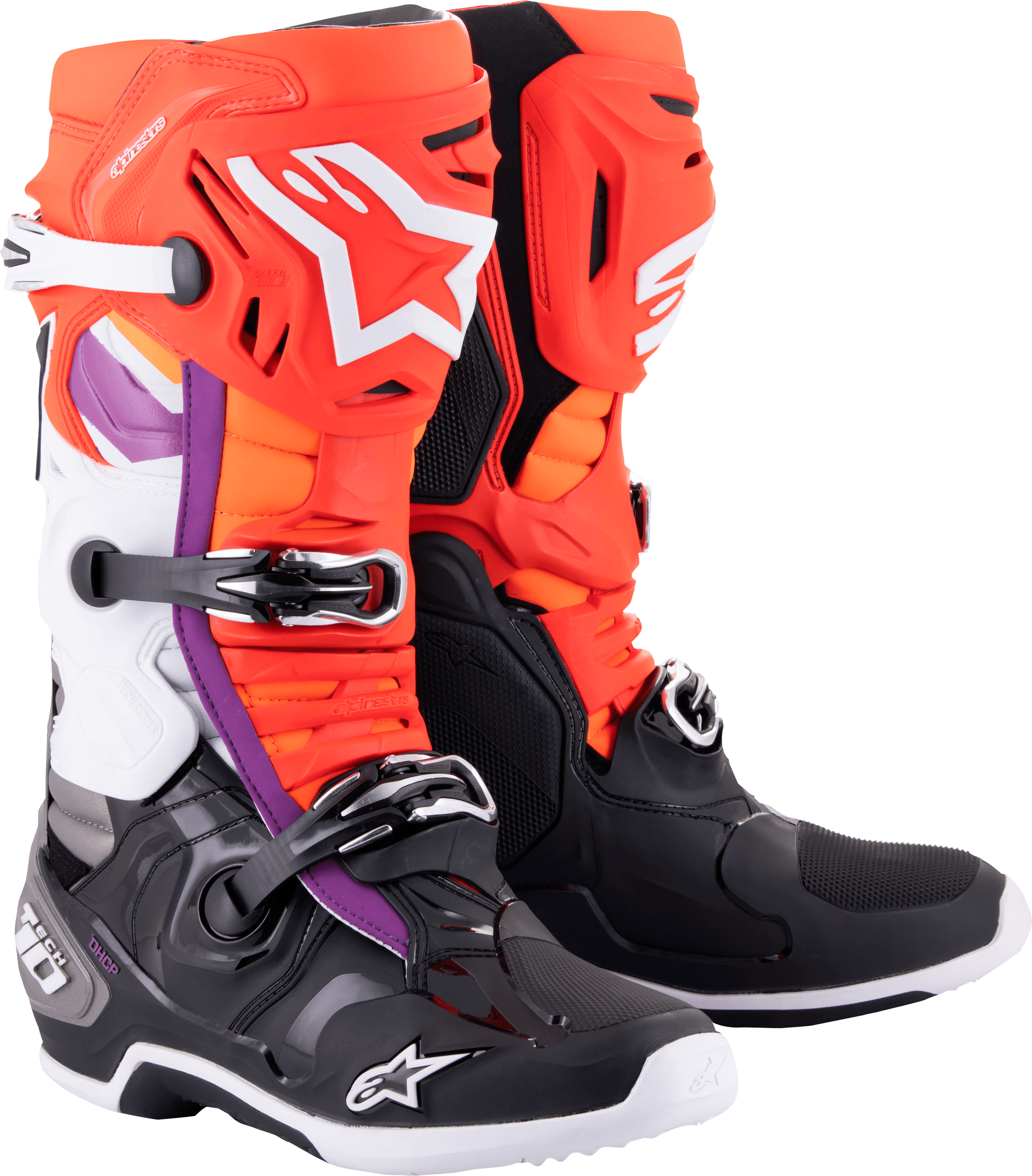 TECH 10 BOOTS BLK/FLO RED/FLO ORG/WHT SZ 9