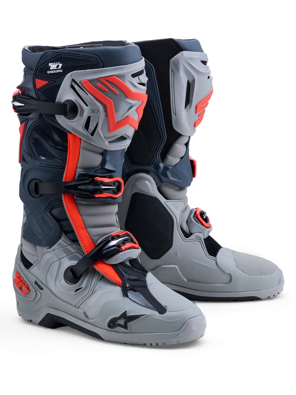 Alpinestars Tech 10 Enduro Boots Mid Grey/Drk Grey/Red Fluo 10