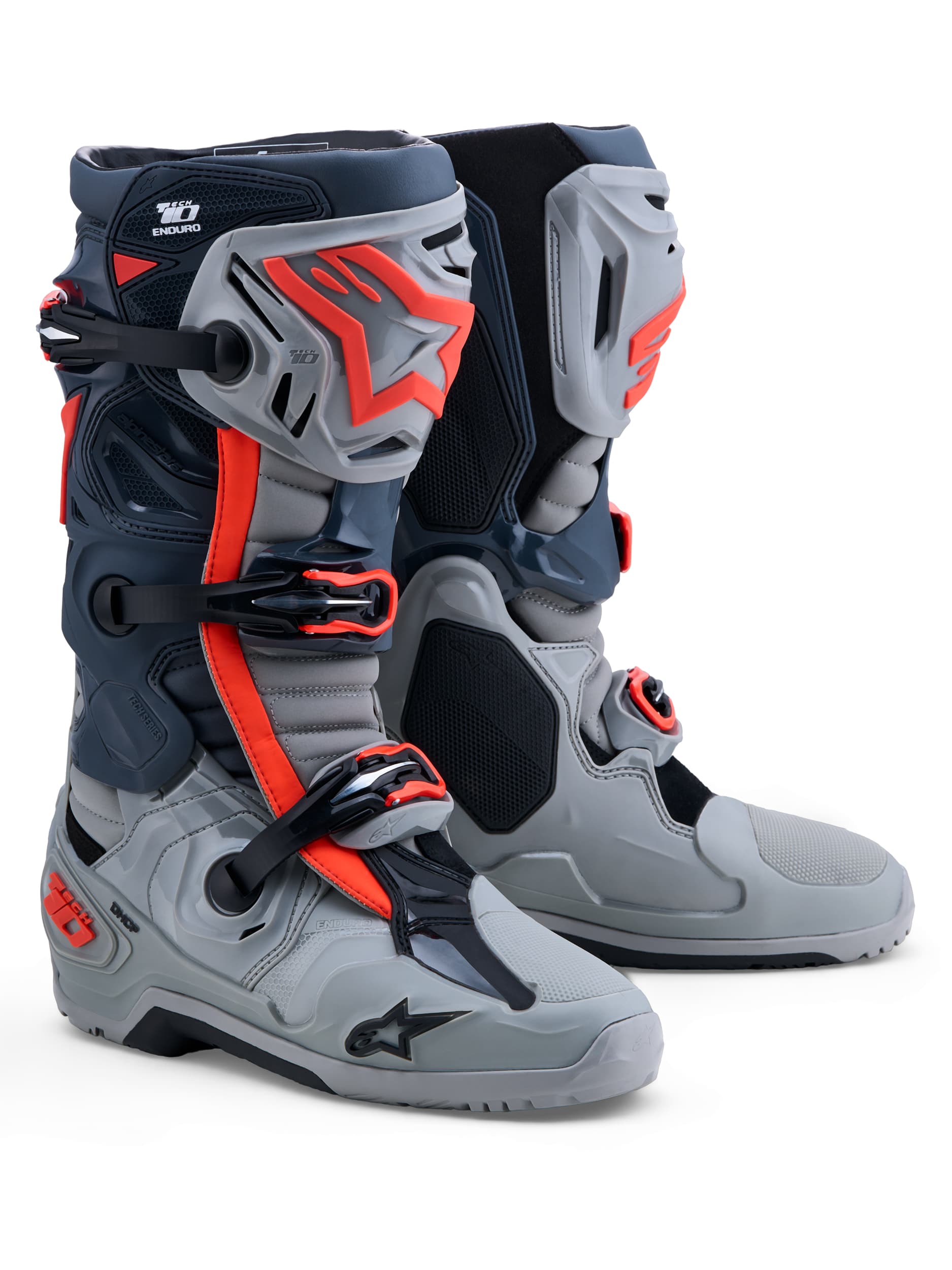 TECH 10 ENDURO BOOTS MID GRY/DRK GRY/RED FLUO 10