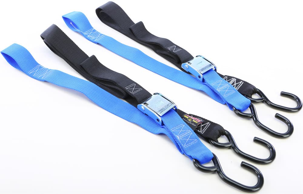 Powertye Tie-Down Cam S-Hook Soft-Tye 1.5"X6' Black/Blue Pair