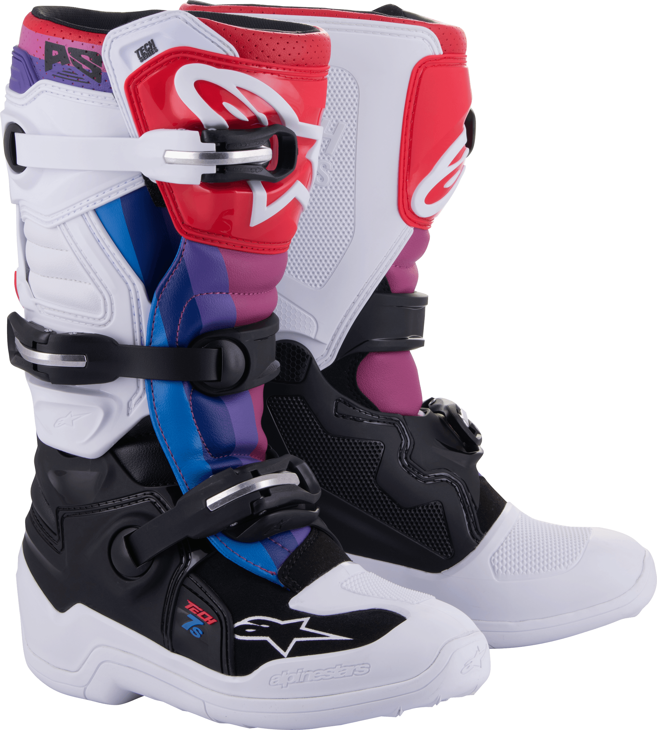 TECH 7S BOOTS WHT/BLK/RAINBOW SZ 5