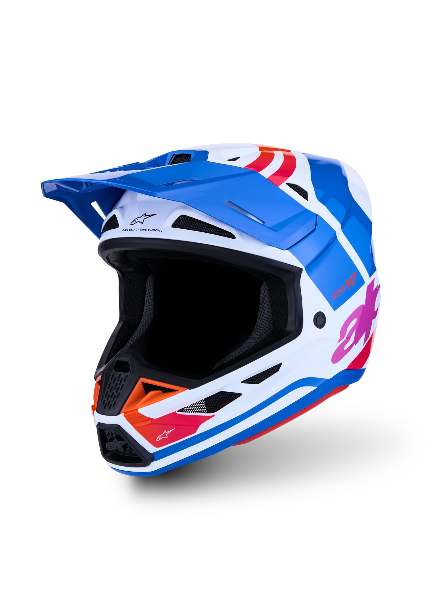 S-M7 CORE HELMET ECE06/DOT WHT/BLUE/ORG/PINK GLOSSY XL