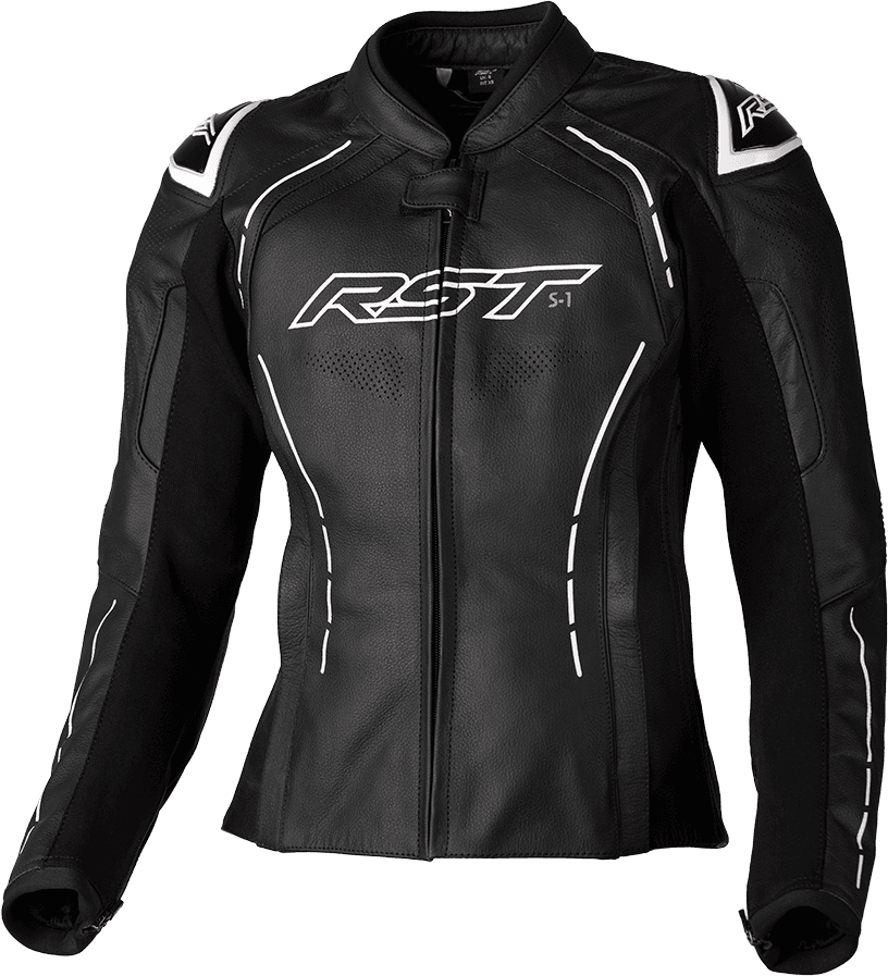 LADIES S1 CE JACKET BLACK/WHITE LEATHER XL