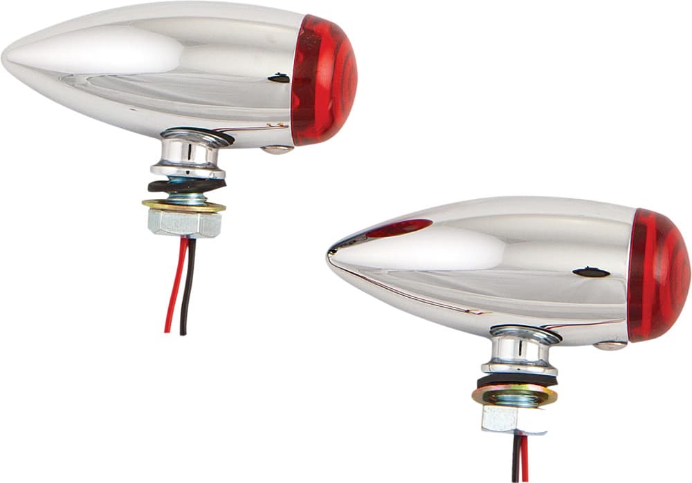 HardDrive LED Bullet Marker Light Chrome W/Red Lens