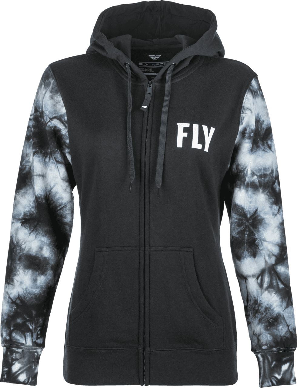 Fly Racing Women'S Fly Tie-Dye Zip Up Hoodie Black/Grey 2X