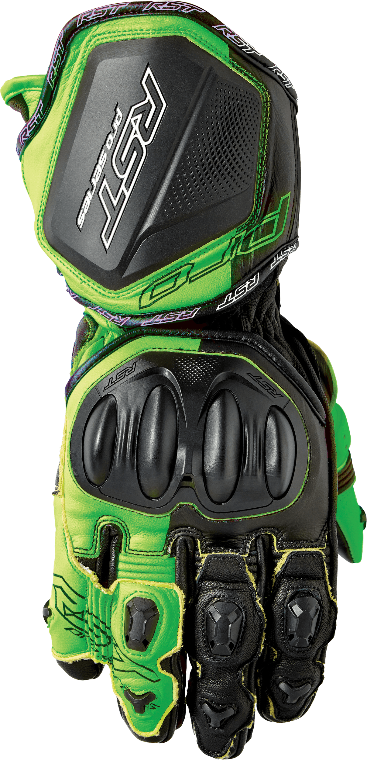 PRO SERIES GP D3O GLOVES BLACK/FLO GREEN LEATHER 2XL