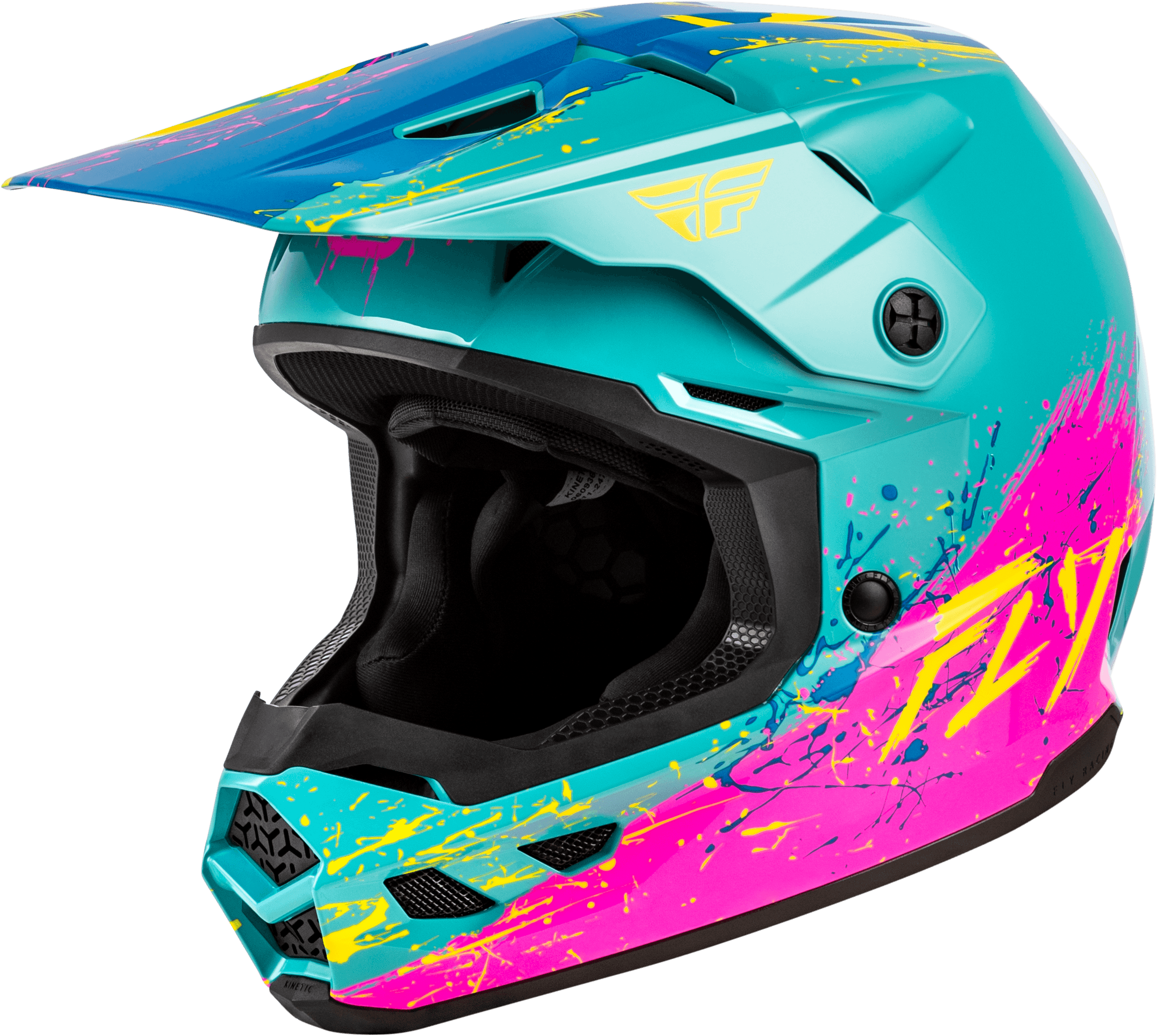 YOUTH KINETIC DRIP HELMET TURQUOISE/PINK/YELLOW YM