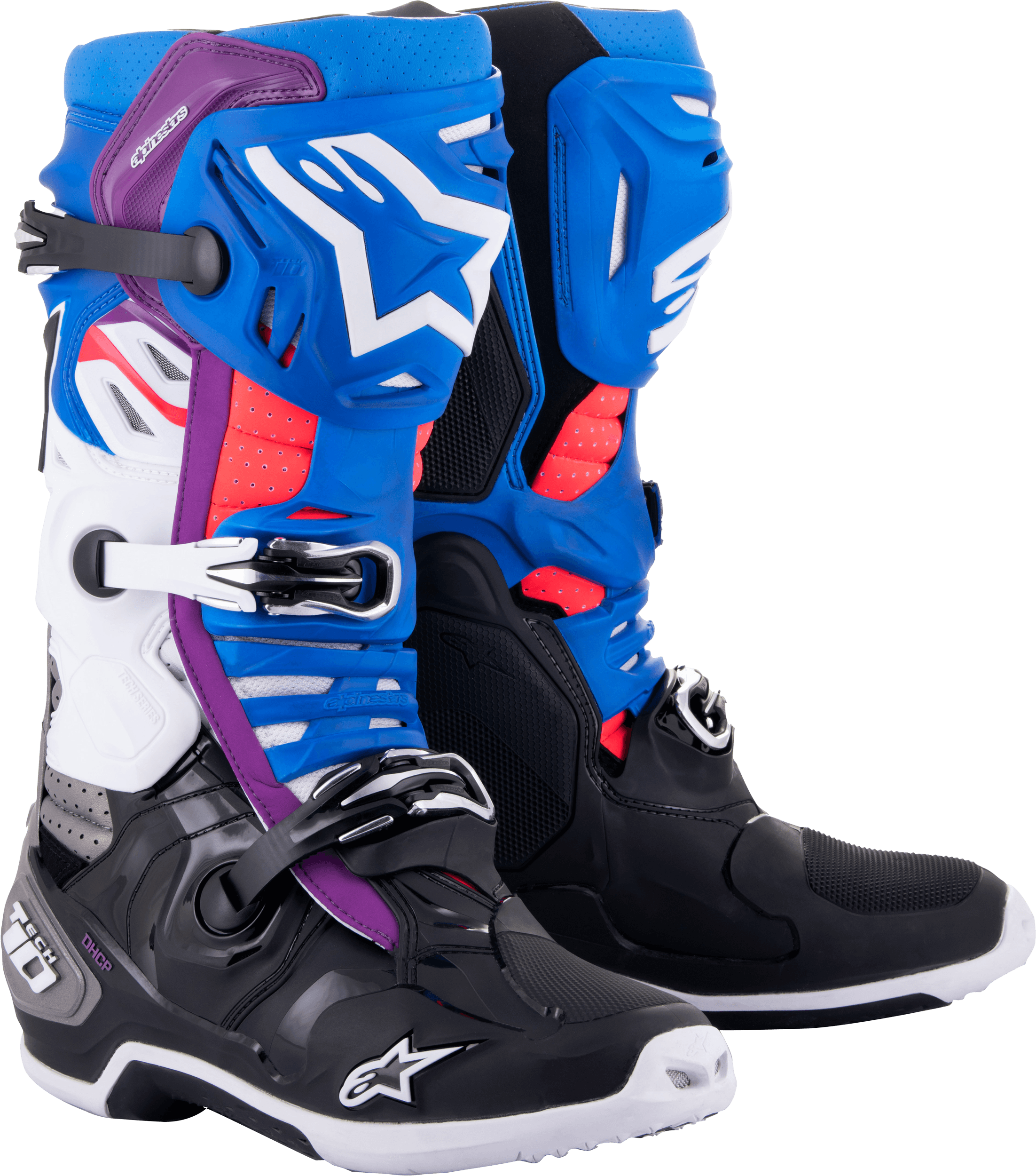 TECH 10 SUPERVENTED BOOTS BLK/ENAMEL BLU/PUR/WHT SZ 10