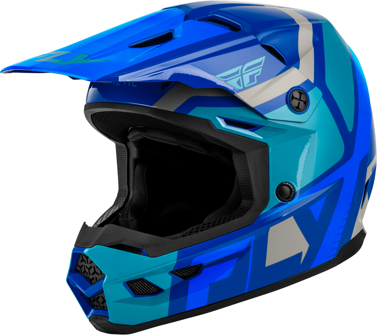 Fly Racing Youth Kinetic Scrap Helmet Blue/Light Blue/Grey YS
