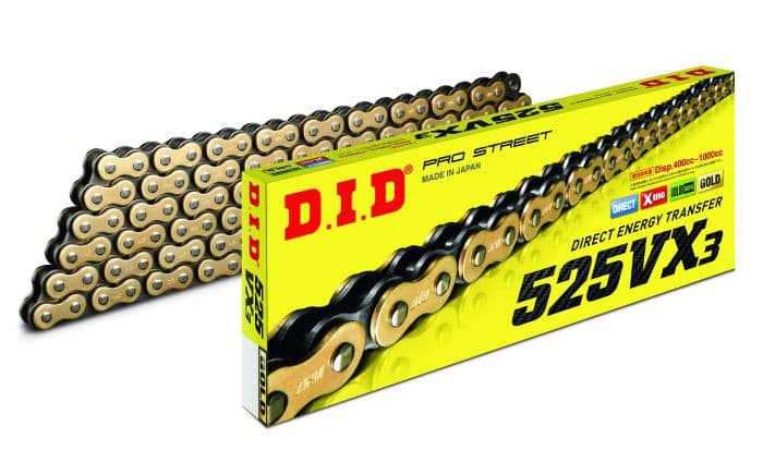 D.I.D X-RING CHAIN 525VX3 GOLD & BLACK 114ZB