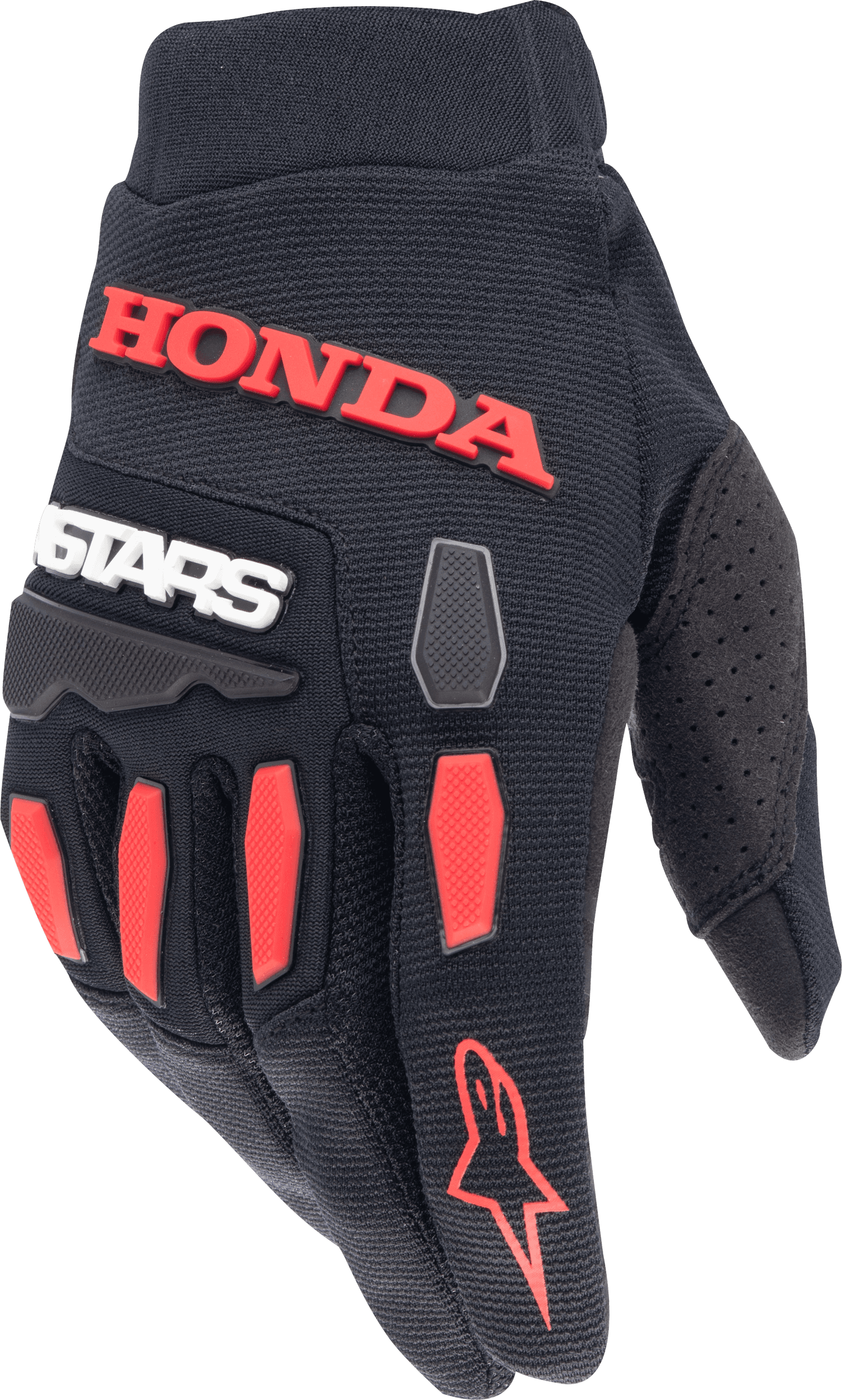 HONDA FULL BORE GLOVES BLACK/BRIGHT RED MD