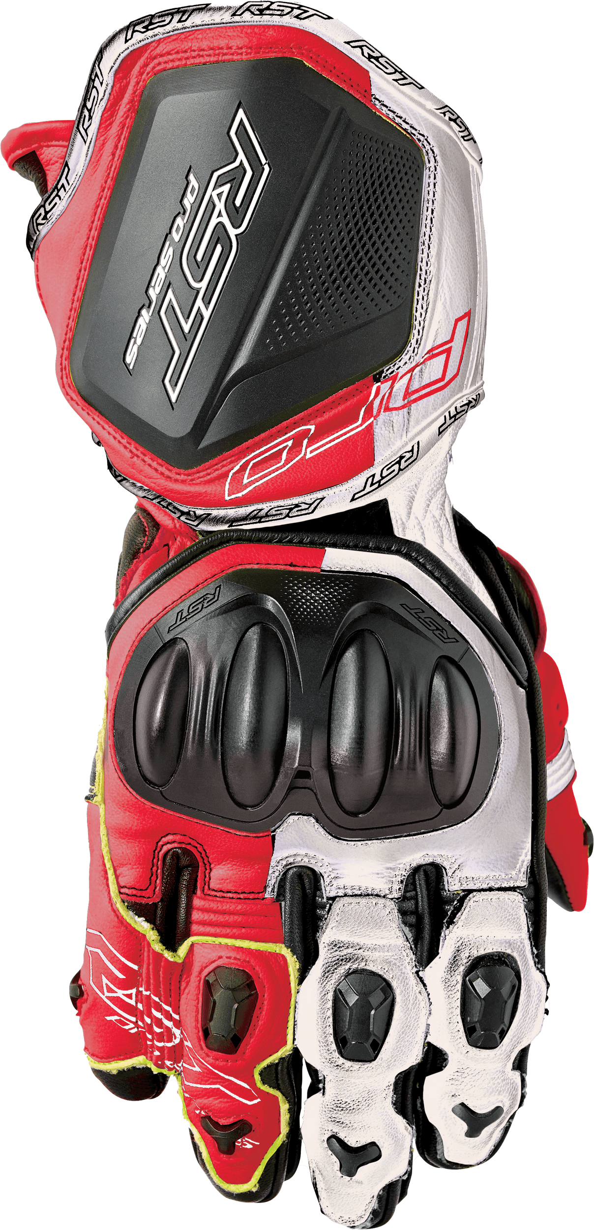 PRO SERIES GP D3O GLOVES WHITE/RED LEATHER MD