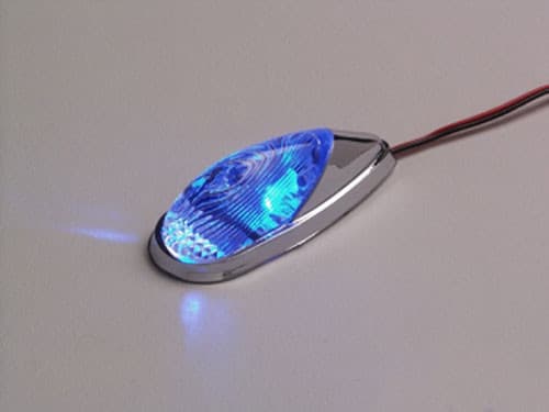 LED MARKER LIGHTS, MINI-FLUSH MT. CHROME BODY, BLUE (1 LED) W/