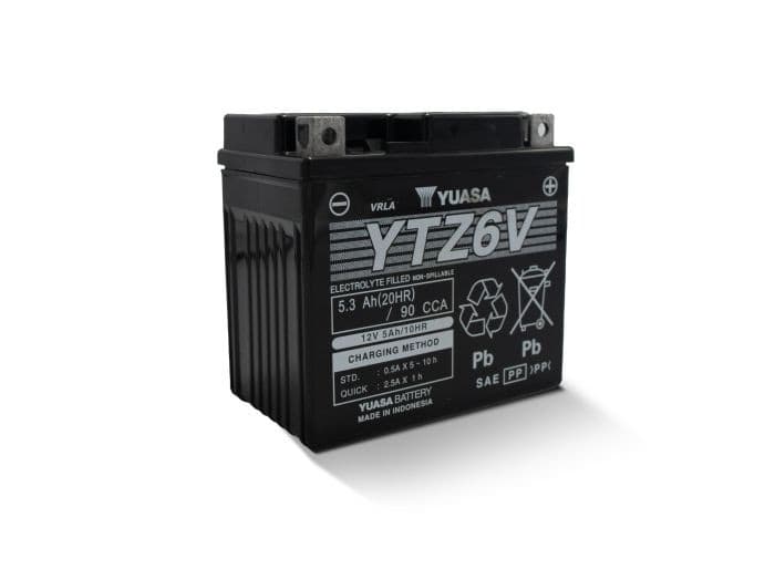 YUASA YTZ6V FACTORY ACTIVATED, MAINTENANCE FREE