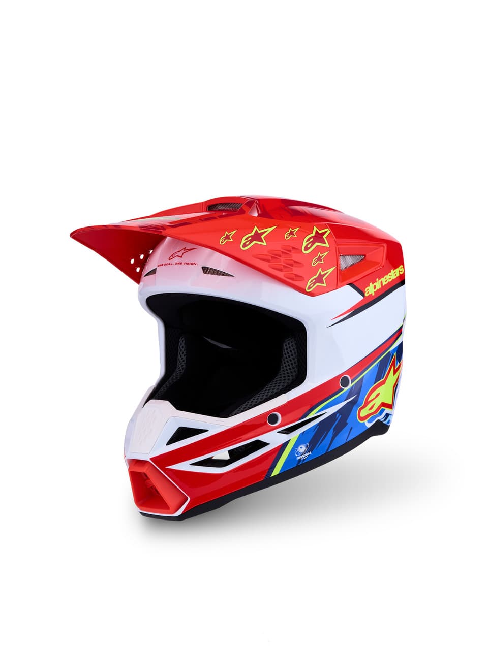 Alpinestars S-M3 Falcon Youth Helmet ECE06/DOT Red Fl/White/Blue/YL Fl Gloss YL