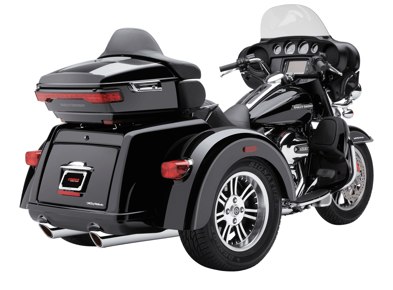 909-TWINS 4" SLIP-ONS BLACK TRI-GLIDE 09-25