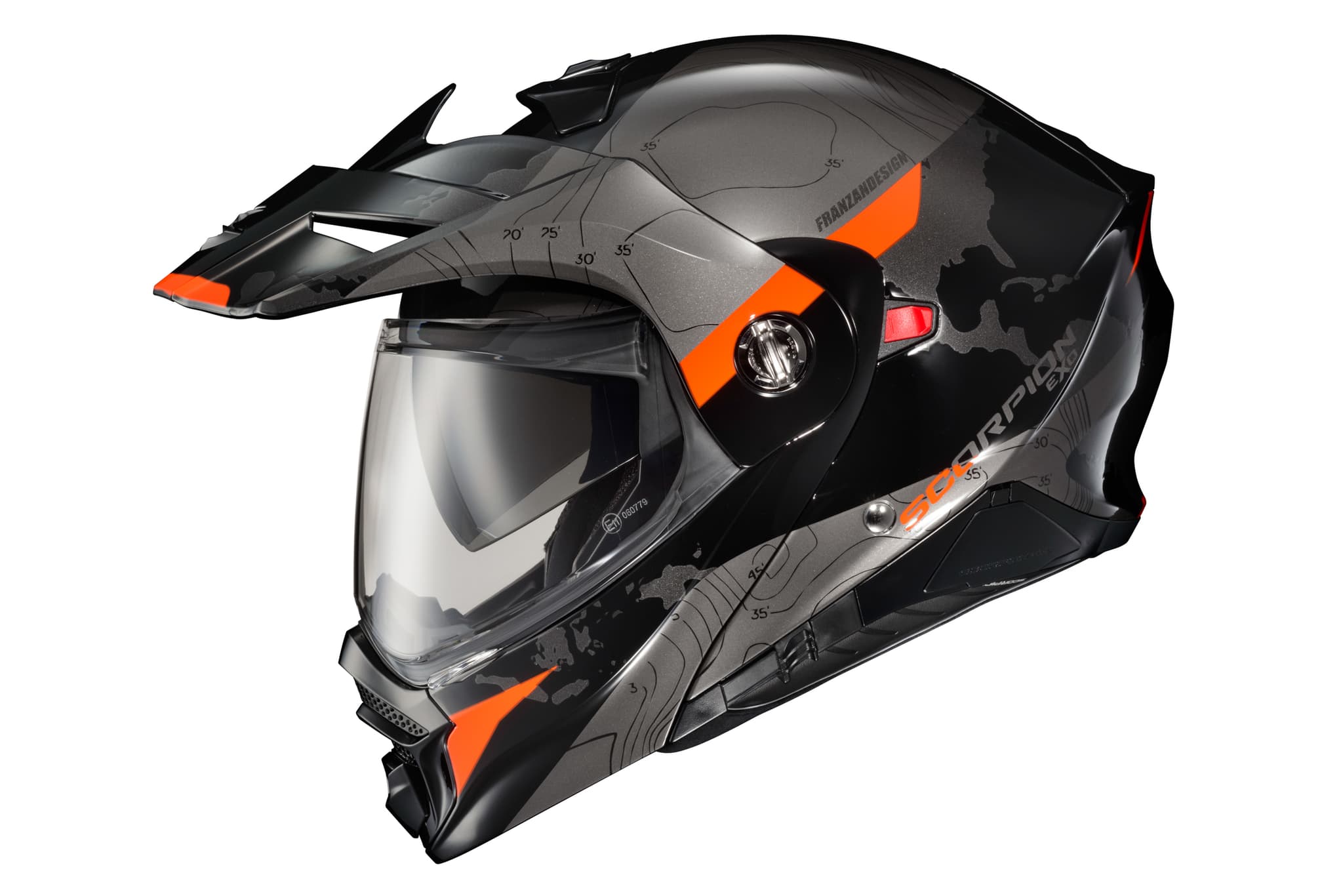 Scorpion Exo EXO-AT960 Modular Helmet Topographic Black/Orange 2X