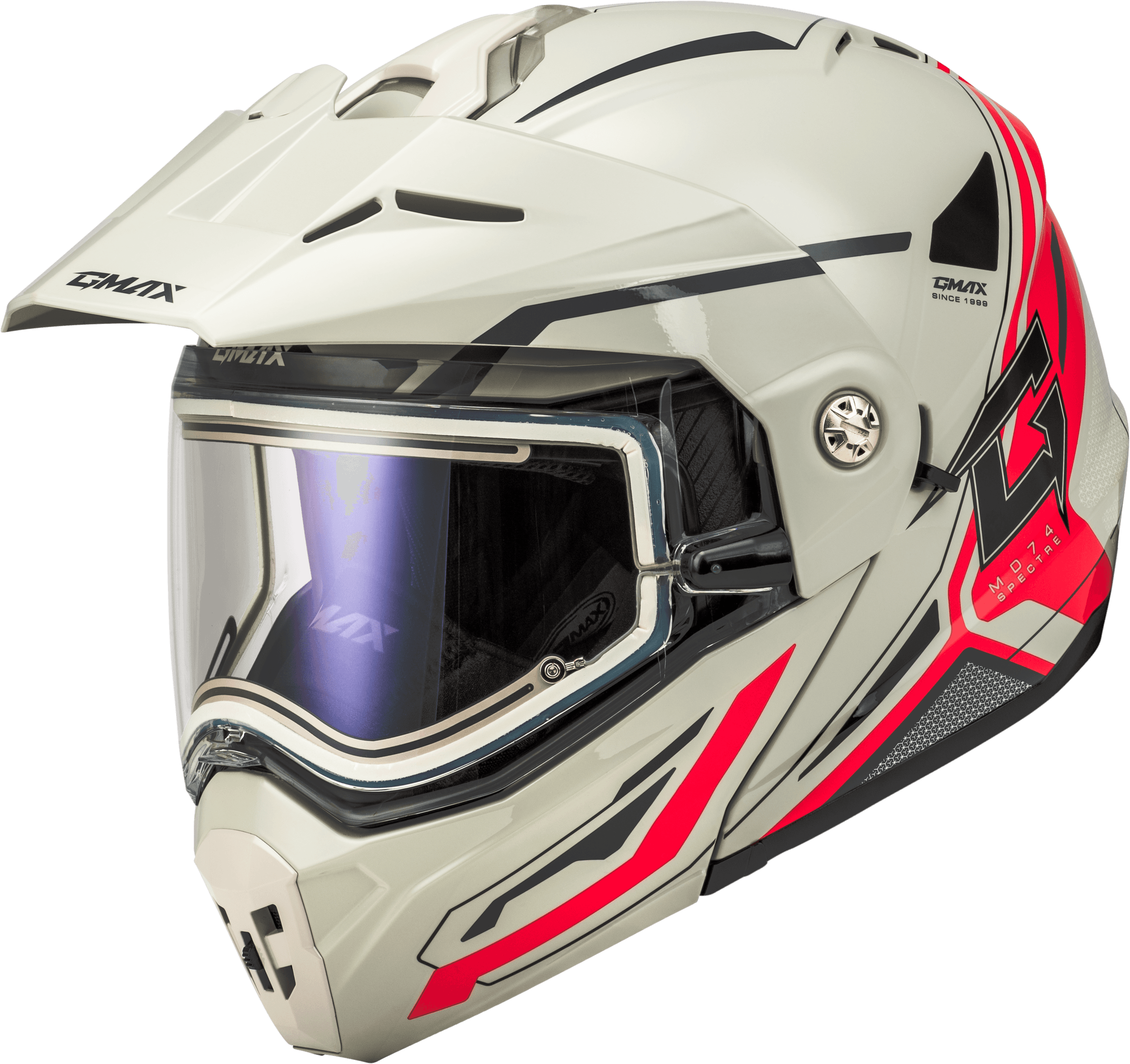 MD-74S SPECTRE SNOW HELMET W/ ELECTRIC SHIELD WHITE/RED XS