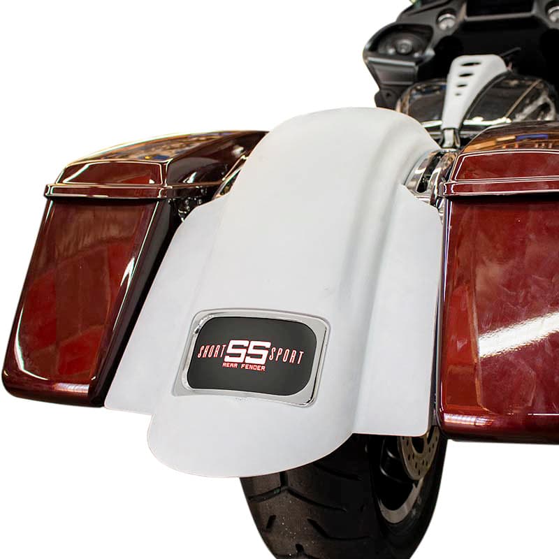 Baggernation Swoop Short Sport Rear Fender W/Chrome Plate Frame