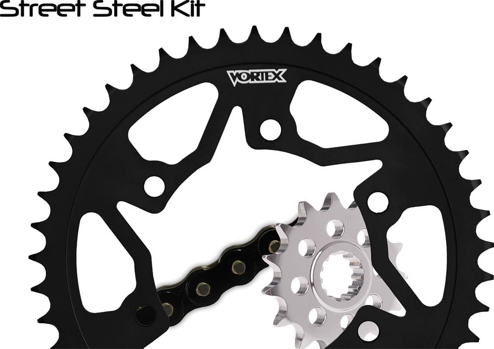 Vortex Sprocket/Chain Kit Stl/Stl 17/42T Sil RX3 525-112L Black