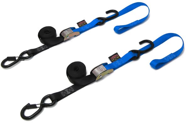 Powertye Tie-Down Cam Sec Hook Soft-Tye 1"X6' Black/Blue Pair