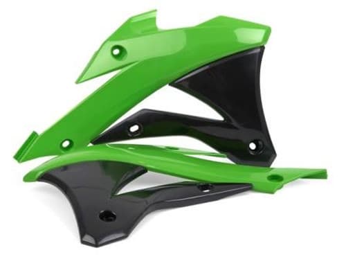 RADIATOR SCOOPS KX85 OEM COLOR NEW GREEN 05/BLACK