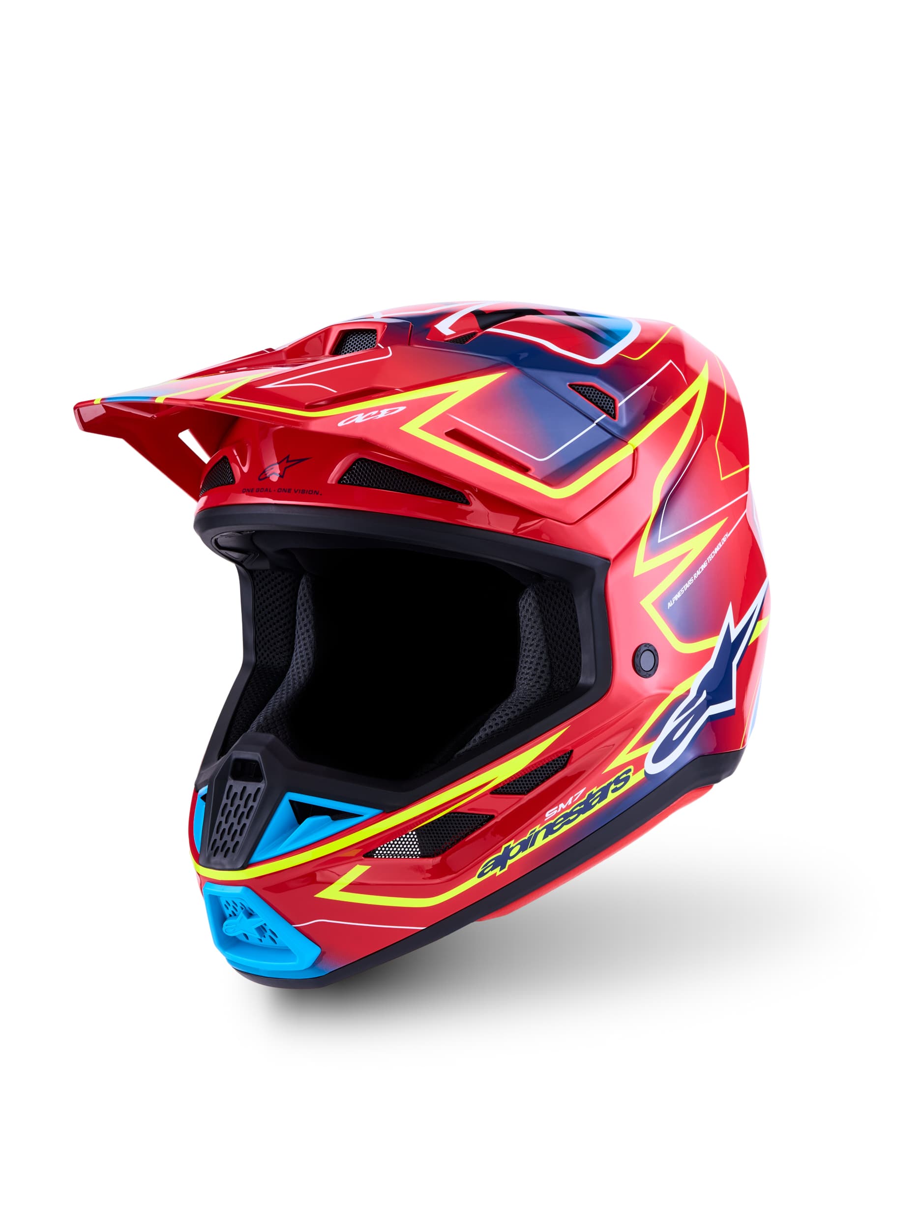 S-M7 CAST HELMET ECE06/DOT RED/YLLW FLUO/BLUE GLOSSY SM