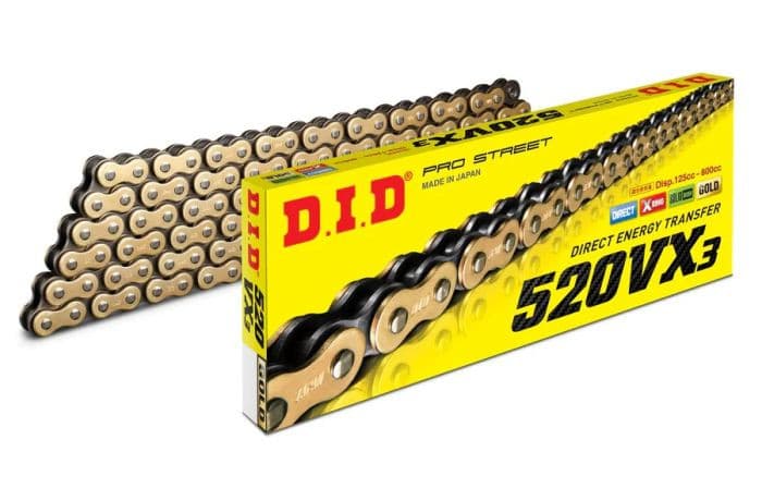 D.I.D X-RING CHAIN 520VX3 GOLD & BLACK 130FB