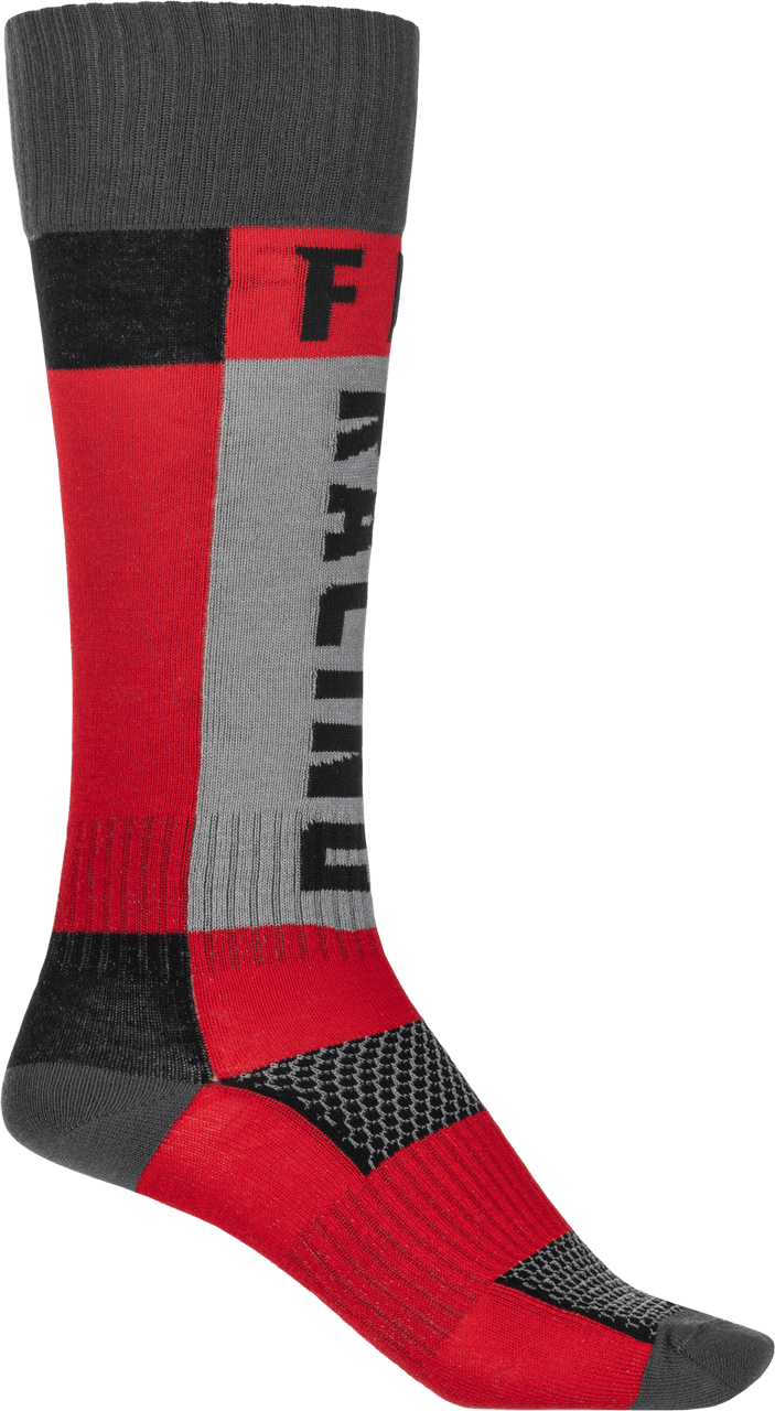 Fly Racing Youth MX Socks Thick Red/Grey