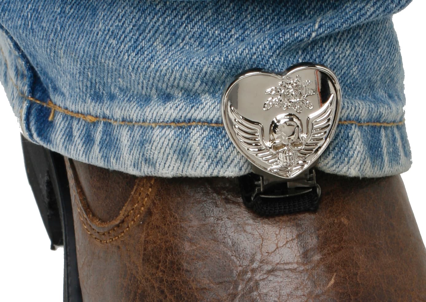 Ryder Clips Clips For Stirrup/Strap Boots Heart/Skull Chrome