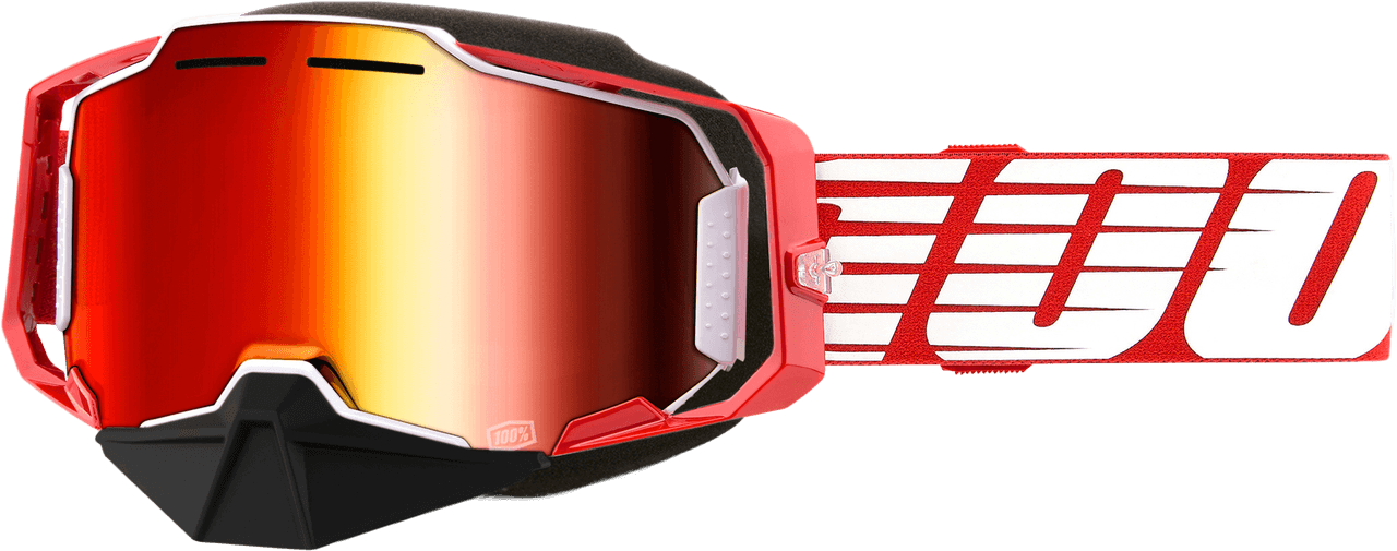 100-PERCENT Armega Snowmobile Goggle Red W/ Red Mirror Lens