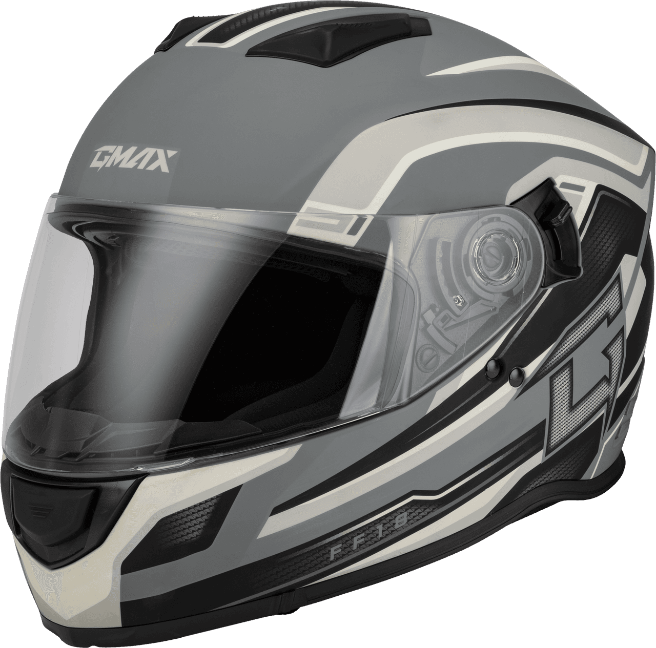 Gmax FF-18 Drift Helmet Matte Grey/Silver/Black 2X