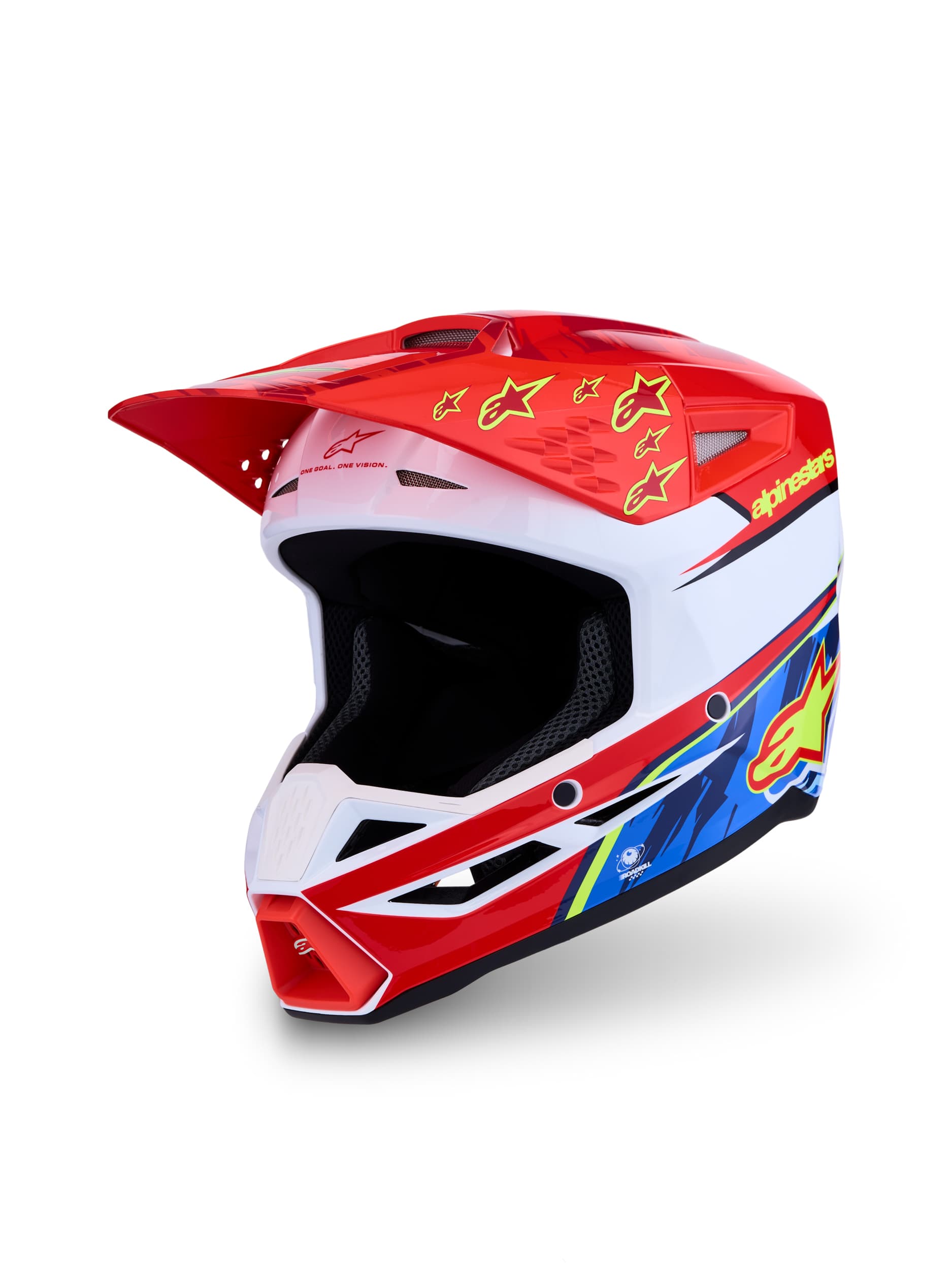 S-M3 FALCON HELMET ECE06/DOT RED FL/WHT/BLUE/YL FLGL SM