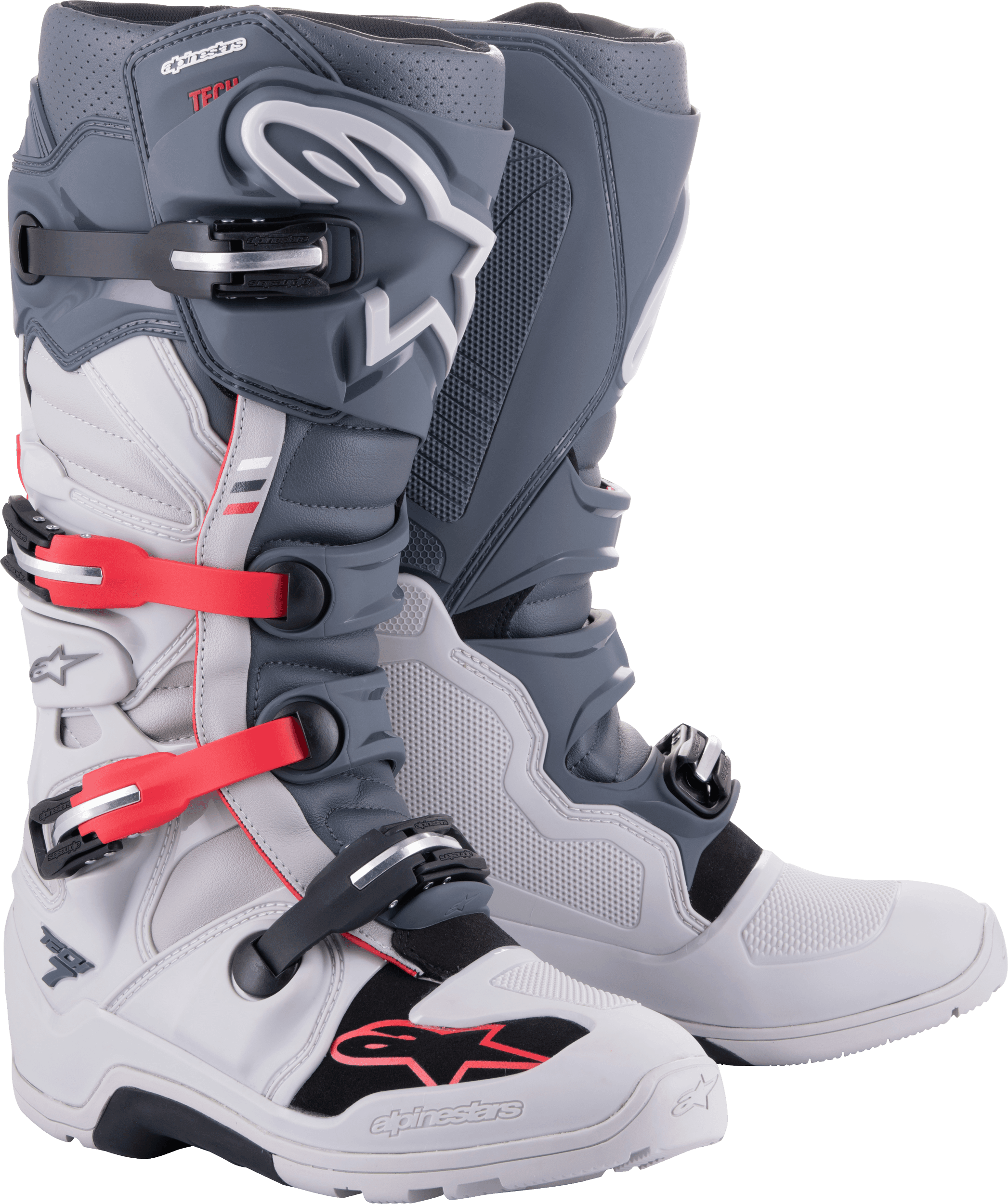 TECH 7 ENDURO BOOTS LT GREY/DRK GREY/BT RD SZ 7