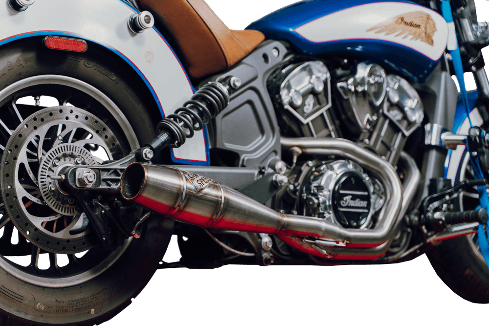 INDIAN SCOUT MID LENGTH CANNON BRUSHED SS